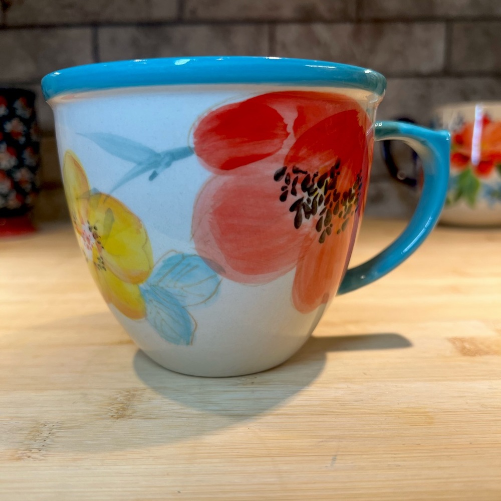 The Pioneer Woman Coffee Tea Mug Floral Turquoise Flea Market